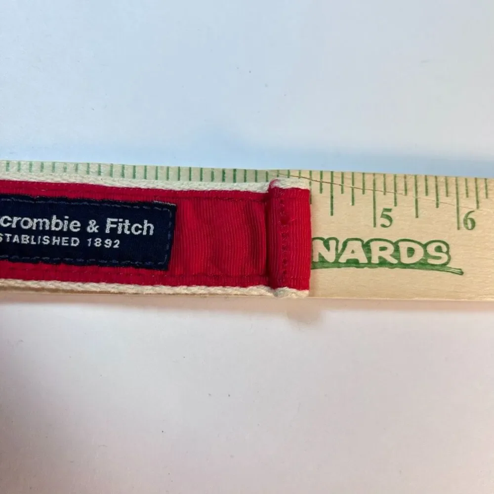 Abercrombie & Fitch Red Ribbon Ivory Mesh D-Ring Adjustable VTG Belt Size M/L